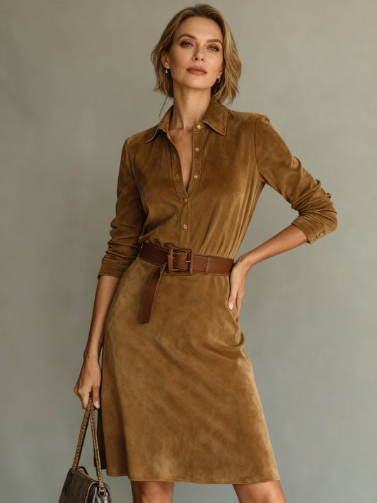 Noelle – elegancka zamszowa sukienka o kroju a