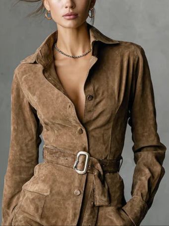 Agata | sukienka midi z zamszu