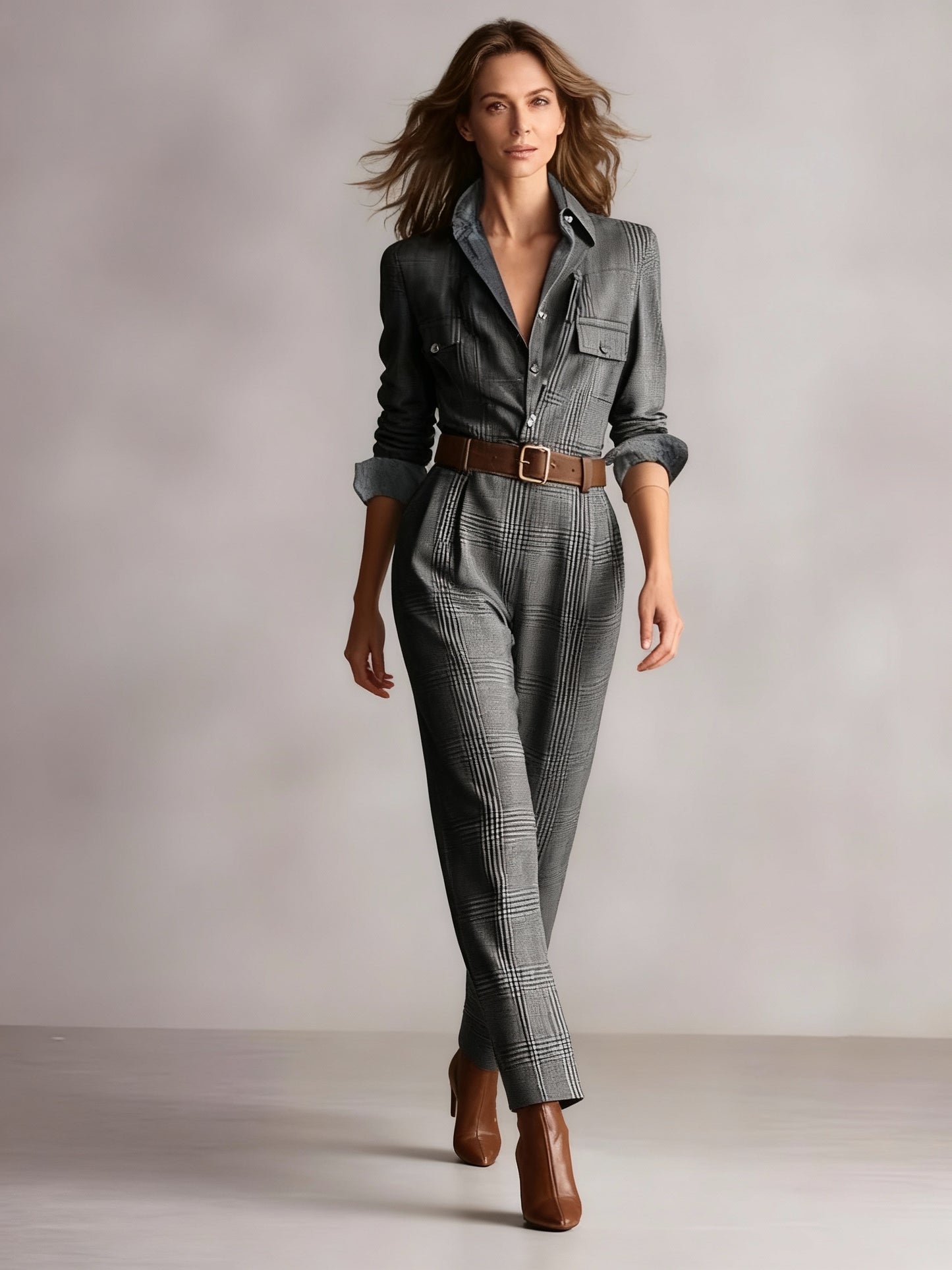 Laura – Elegancki kombinezon z paskiem podkreślającym talię