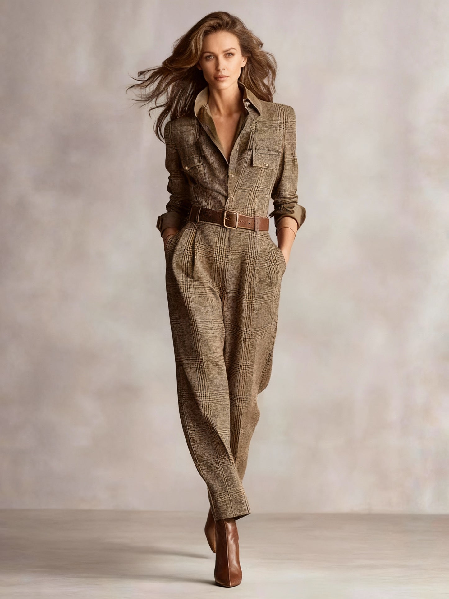 Laura – Elegancki kombinezon z paskiem podkreślającym talię