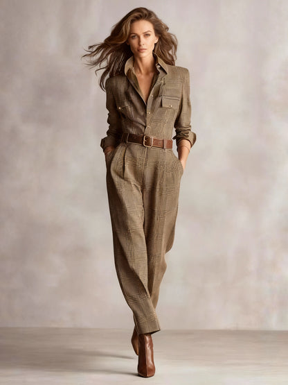 Laura – Elegancki kombinezon z paskiem podkreślającym talię