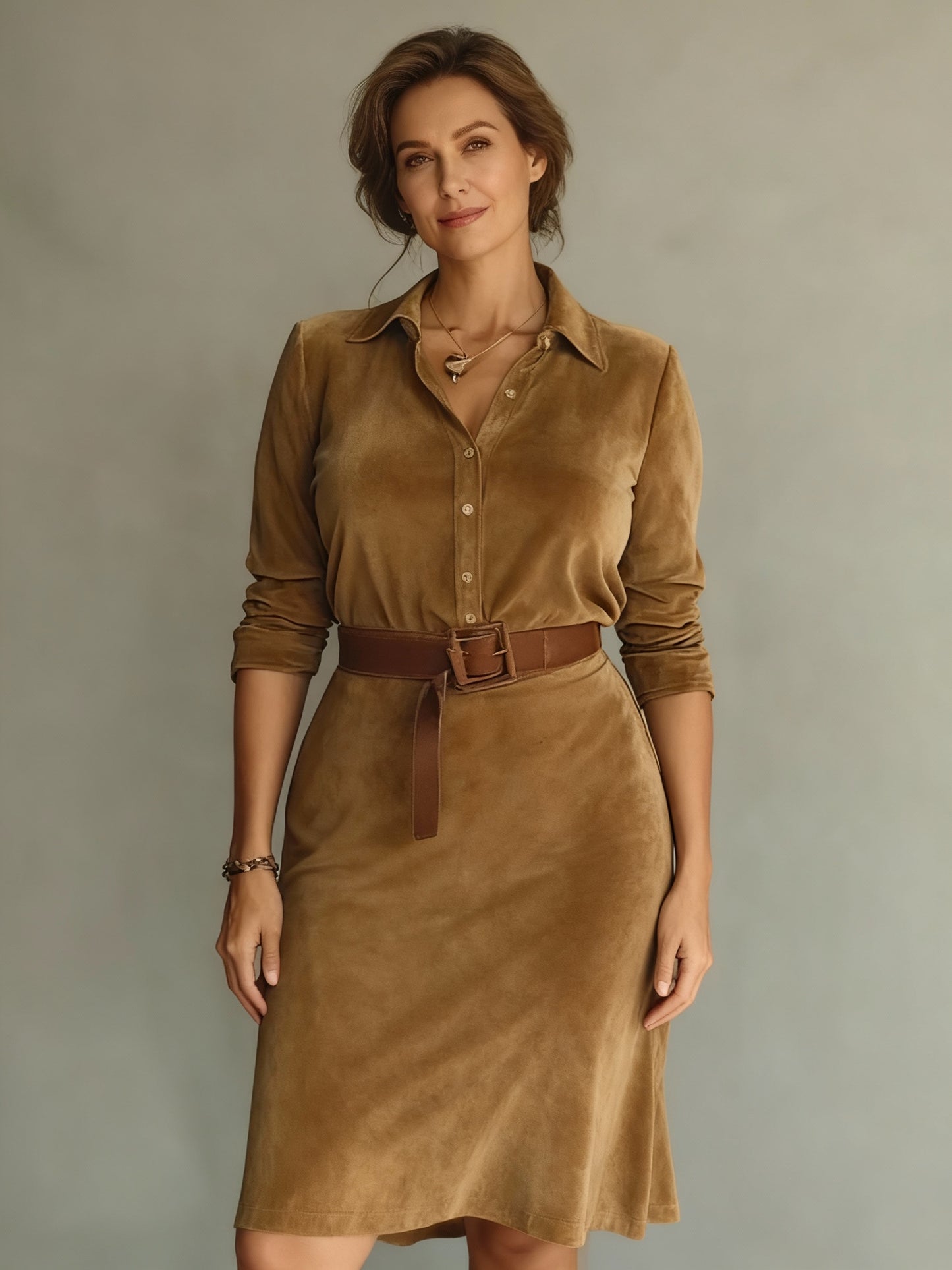 Noelle – elegancka zamszowa sukienka o kroju a