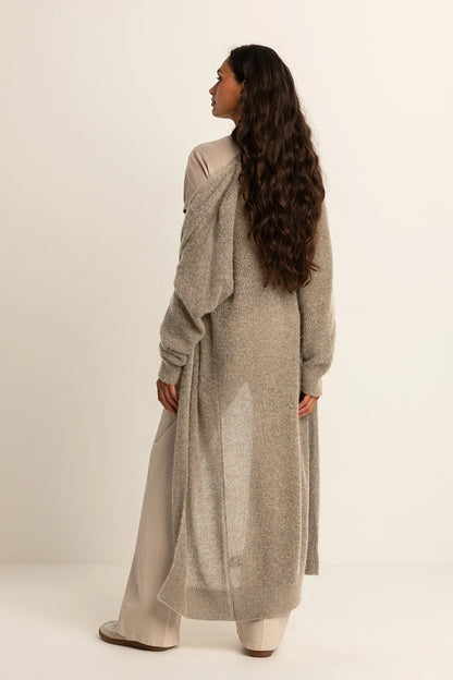 Długi kardigan z mieszanki wełny