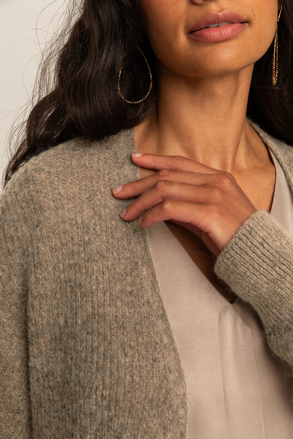 Długi kardigan z mieszanki wełny