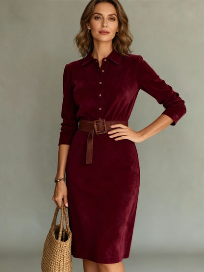 Noelle – elegancka zamszowa sukienka o kroju a