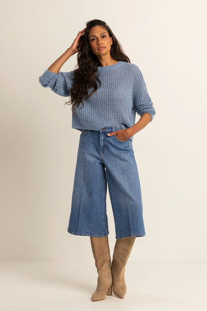 Sweter z ażurowym splotem