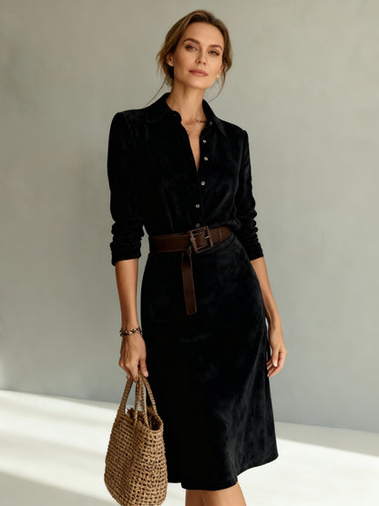 Noelle – elegancka zamszowa sukienka o kroju a